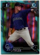 2016 Bowman Chrome Draft Sky Blue Refractors #BDC91 Robert Tyler Baseball Card - Colorado Rockies