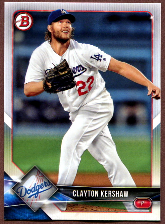 2018 Bowman #64 Clayton Kershaw Baseball Card - Los Angeles Dodgers