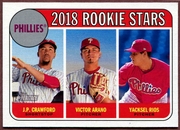 2018 Topps Heritage #273 J.P. Crawford RC & Victor Arano RC & Yacksel Rios RC Baseball Card - Phillies 