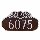 Address Number Plaque With Monogram Letter And Scroll Design At Top