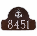 Address Plaque With Anchor In Arch - Nautical Theme House Number Sign