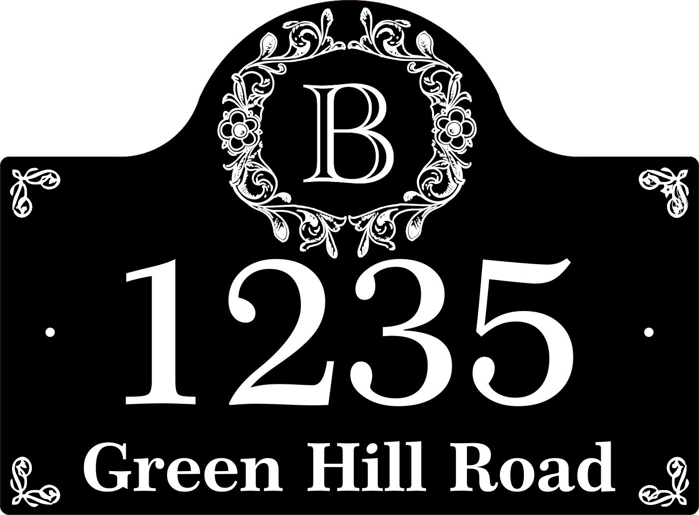 Monogram Address Plaque With House Number, Street Name, and Initial