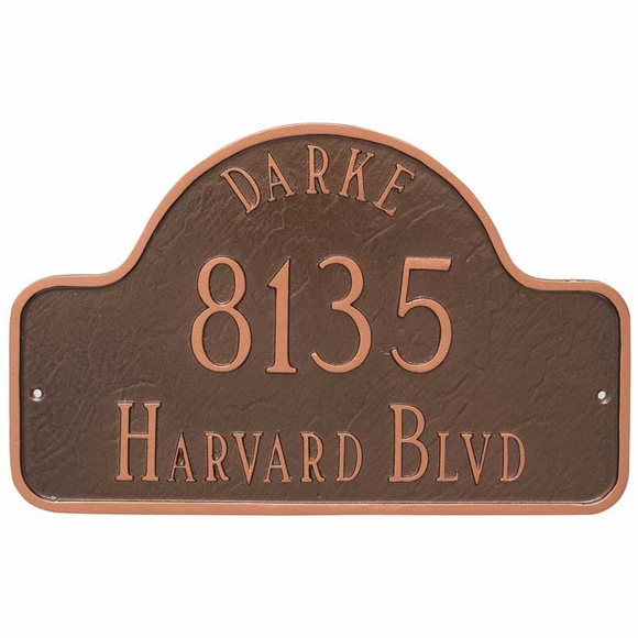 Address Plaque with Name, House Number, and Street Name - Large Arch Shape Sign