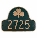 Address Plaque With Shamrock In Arch - For Wall Mount or Optional Lawn Stake Mount