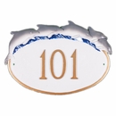 Address Sign with Dolphins On Top - Wall Mount or Optional Lawn Stake
