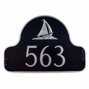 Address Sign With Sailboat - Arch Shape Nautical Theme Custom House Number Plaque