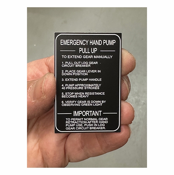 Aircraft Operating Placard