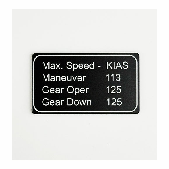 Aircraft Operating Placard