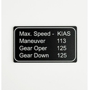 Aircraft Operating Placard