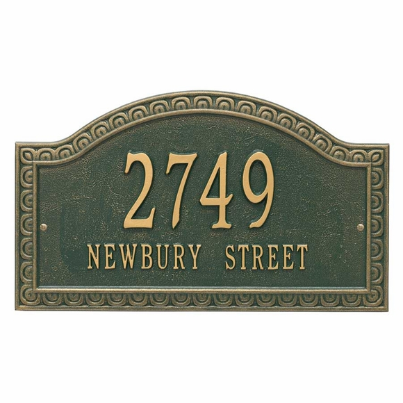 Aluminum Metal Address Plaque with Arch Top and Pie Crust Border