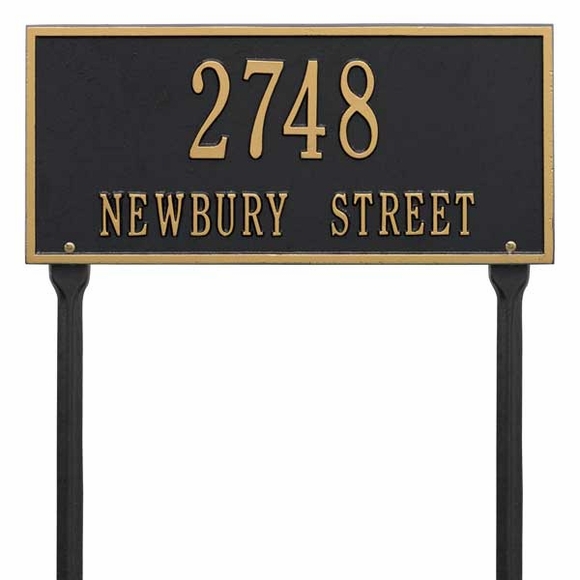 Aluminum Metal Lawn Mount Address Plaque - Rectangle Shape House Number ...