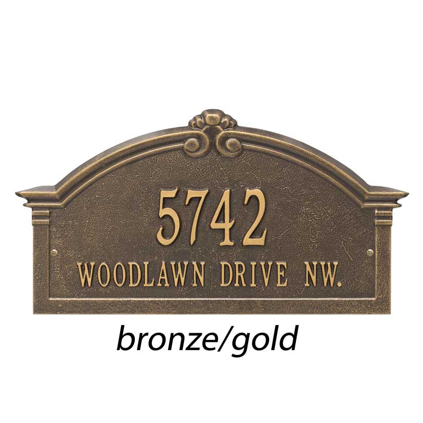 Arch Address Plaque Wall Mount Bronze with Gold, Black with Gold
