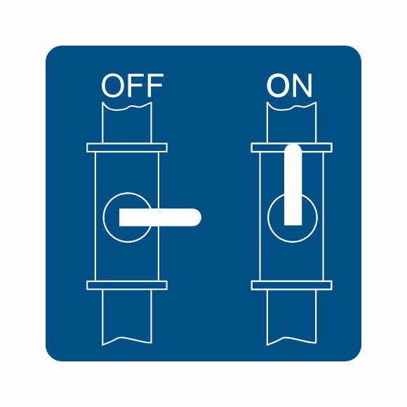 Ball Valve ON OFF Turn Direction Sign For Gas Line, Fluid, Air, Chemical