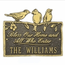 Bless Our Home and All Who Enter Custom Name Plaque With Birds On Top