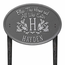 Bless This Home And All Who Enter Lawn Sign Personalized With Family Name and Monogram