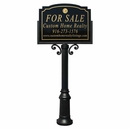 Business Signage System With Post, Aluminum Pole, Decorative Base, U Frame, and Ground Mount Spike or Direct Burial Base Extension