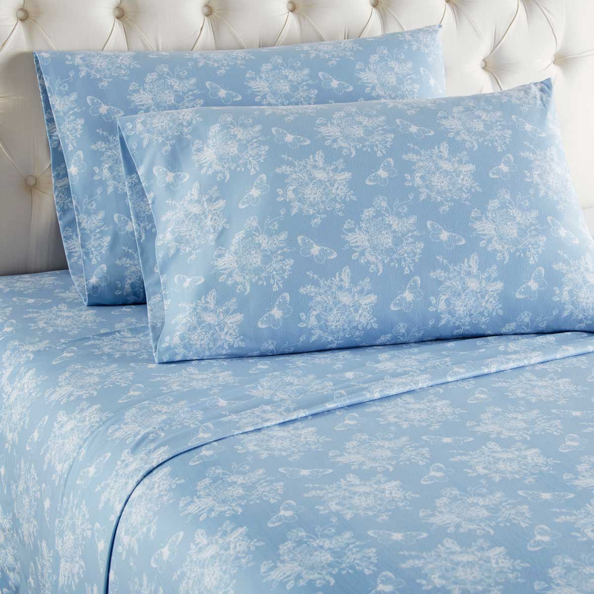 Toile Print Flannel Sheet Set