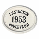 Concrete Address Sign For Installation Into a Brick, Stone, or Concrete Wall: 3 Line Oval