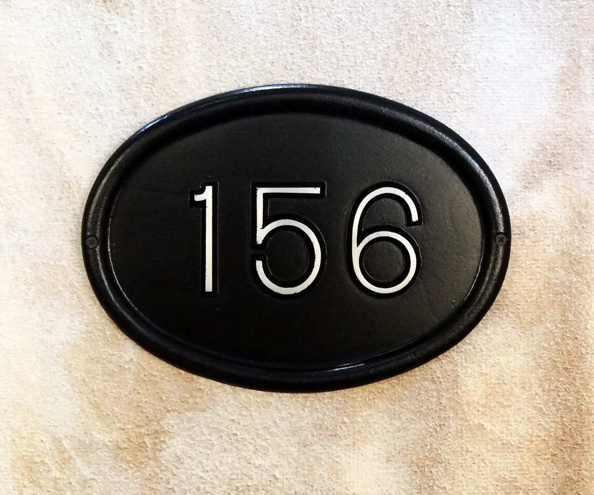 Contemporary Oval Address Plaque Custom Cast Aluminum House Number Sign