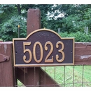 Custom Address Plaque - Metal House Number Sign with Arch Top Finished in Bronze and Gold