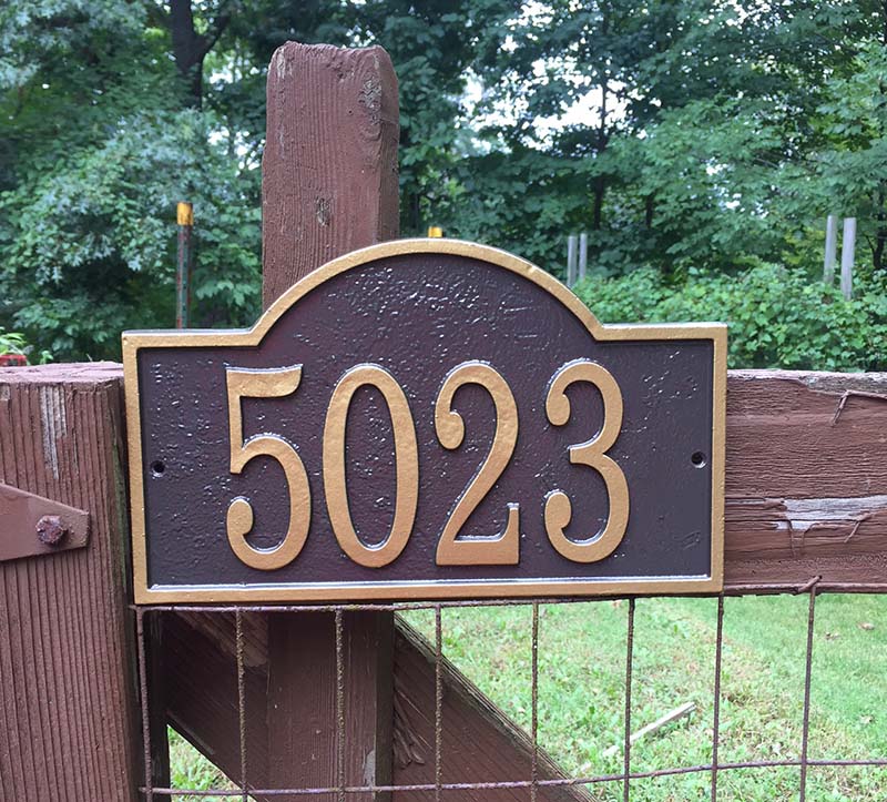Custom Address Plaque Metal House Number Sign with Arch Top Finished
