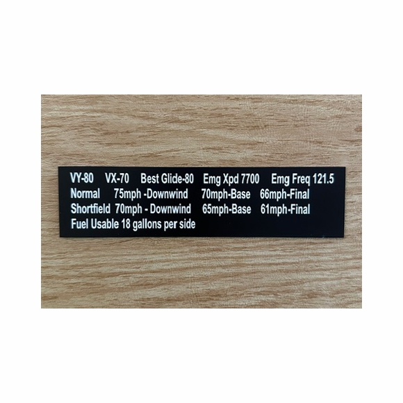 Custom Aircraft Information Plate (A149) | Comfort House