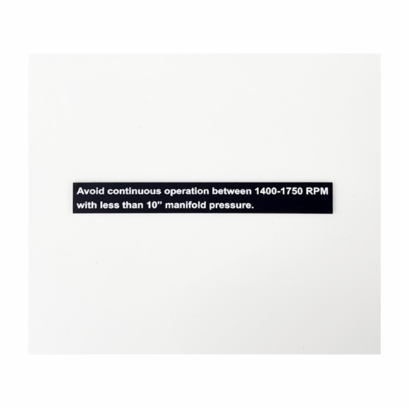 Custom Aircraft Operating Placard