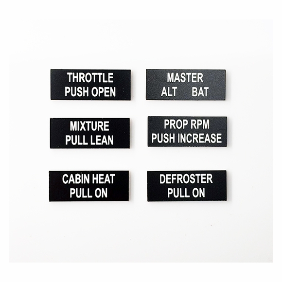 Custom Aircraft Switch Placards - Engraved 1 inch x 0.39 Inch