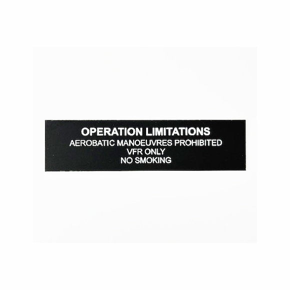 Custom Aircraft Warning Plate (A100) | Comfort House