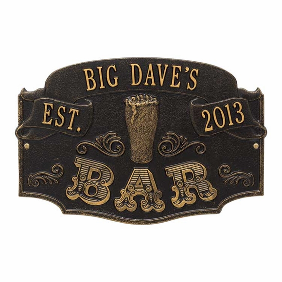 Custom Bar Plaque With Name and Established Date