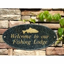 Custom Granite Plaque With Fish For Address, Welcome, Lodge, Business Name, Etc. - Salmon, Marlin, Shark, or Whale