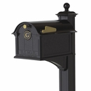 Decorative Mailbox With Post and Monogram Letter on Door