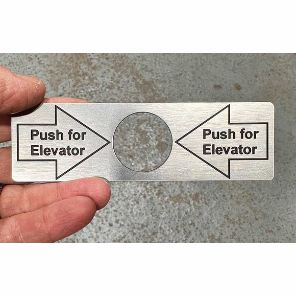 Elevator Push Here Arrow Sign for 1.25