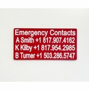 Emergency Contact Name and Number Label
