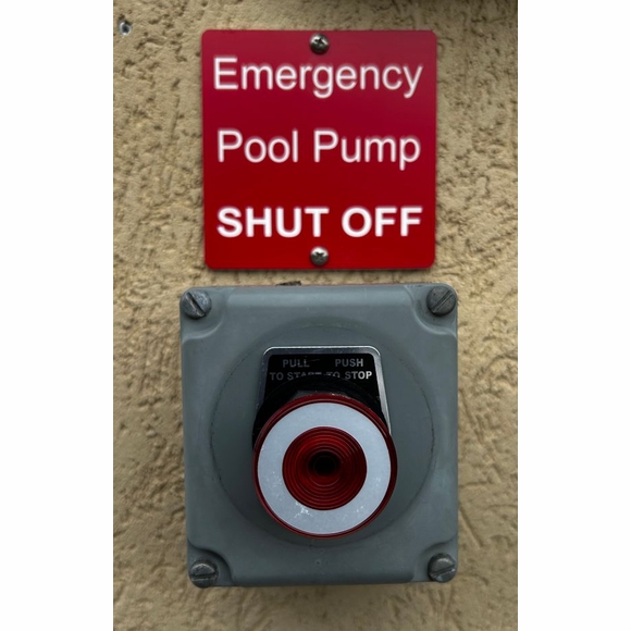 Emergency Pool Turn-Off Switch Sign