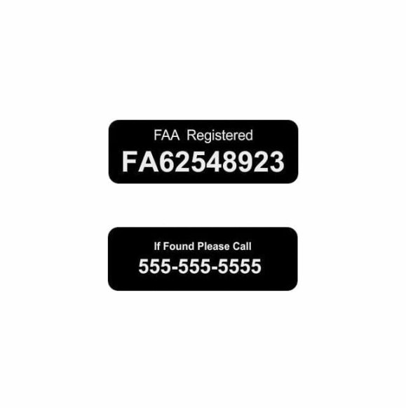 thumbnail image 2 of FAA Drone Registration Tag Sticker - Self-Adhesive, Engraved Text, All Scales 2 of 5