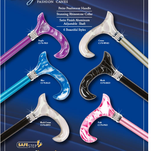 Fashion Cane with Jewels Choose Color Black, Purple, Blue, Cream, or