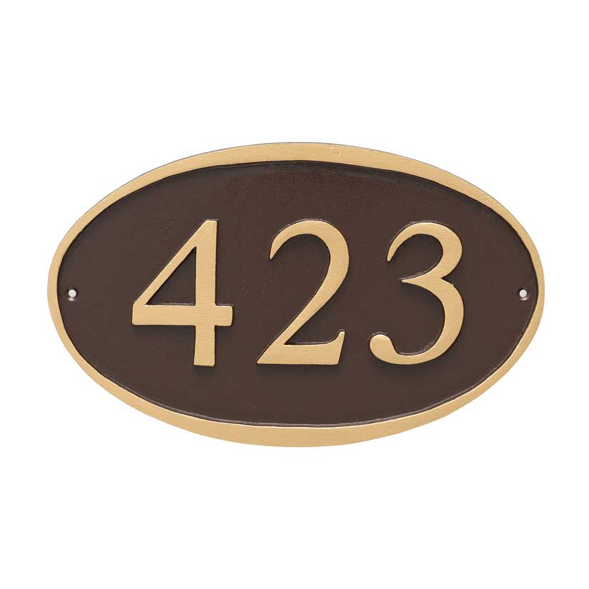 Oval Address Plaque Sign Displays Your House Number Wall or Optional