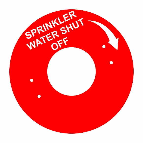 Fire Sprinkler System Water Valve Off Sign