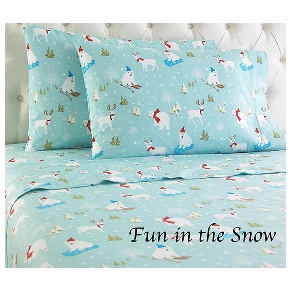 Flannel Sheets King Size Winter Pattern Fun In The Snow