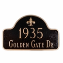 Fleur de Lis Arch Address Plaque Displays Your House Number and Street Name - Choose Your Color