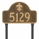 Fleur de Lis Arch Address Sign For Wall or Optional Lawn Stake Mount