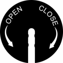 Gate or Globe Valve Turn Direction Indicator - ON OFF, OPEN CLOSE, FAST SLOW