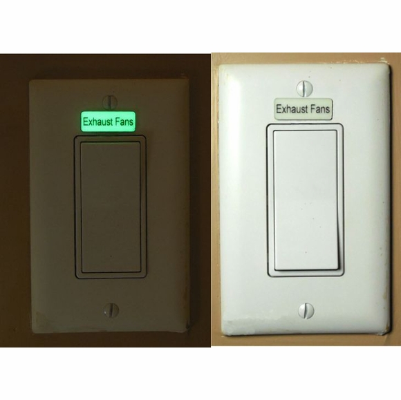 Glow In Dark Custom Light Switch Label, Small Luminescent Adhesive Sign