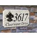 Granite Address Sign with Fleur De Lis, Oak Tree, or Scroll Emblem
