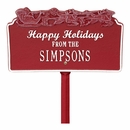 Happy Holidays Personalized Family Name Christmas Lawn Sign with Santa Sleigh