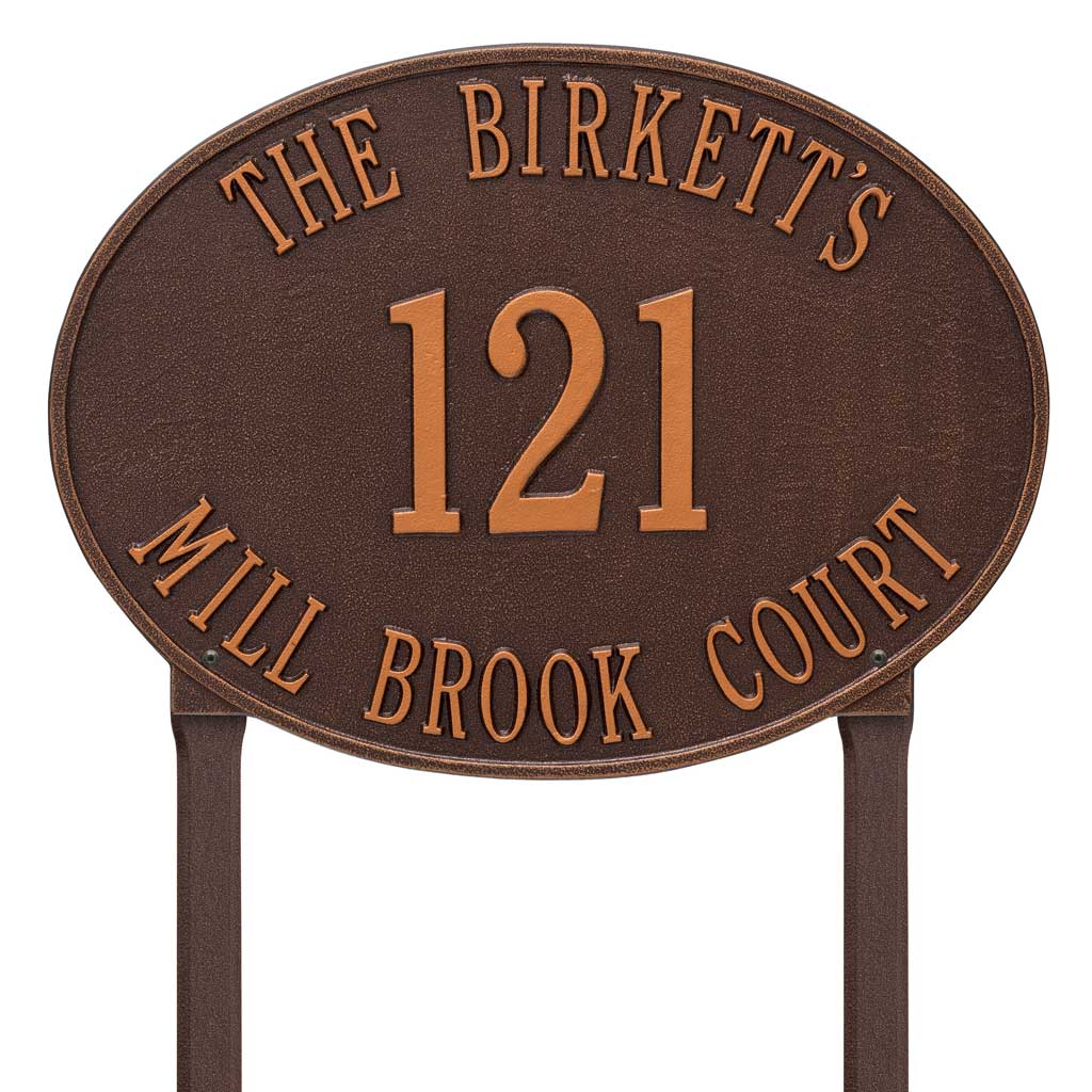Triple Address Sign Oval Address Sign With Name, House Number, and Street - Wall Mount or ...