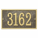 House Number Plaque - Custom Architectural Home Address Sign, Rectangle, Bronze With Gold