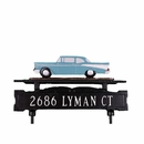 Lawn Address Sign With Classic Car Ornament On Top - Double Sided Address Plaque
