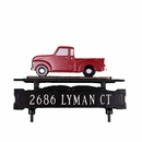Lawn Address Sign With Pickup Truck Ornament On Top